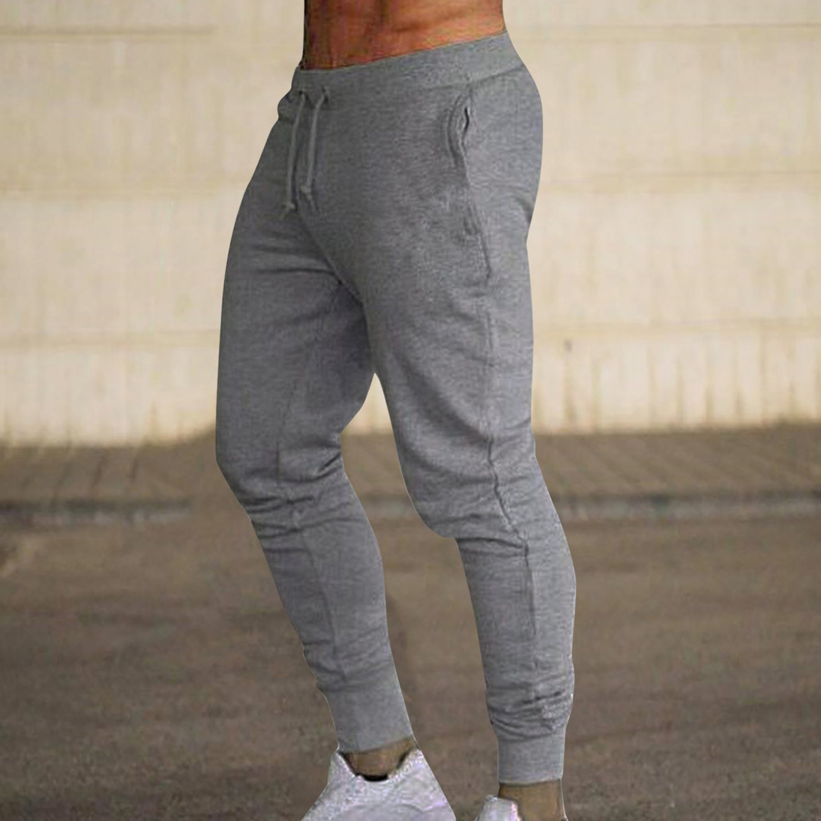 thumbnail image 2 of Pantalones con cordones de otoño-invierno para hombre: pantalones deportivos de alta gama, poliéster, color liso, corte holgado, aptos para correr y para uso informal., 2 of 4